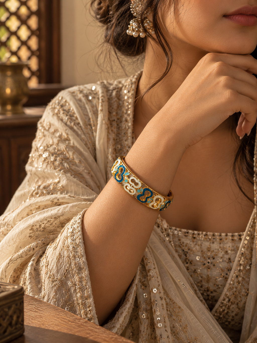 Azure Bloom Cutwork Bangle