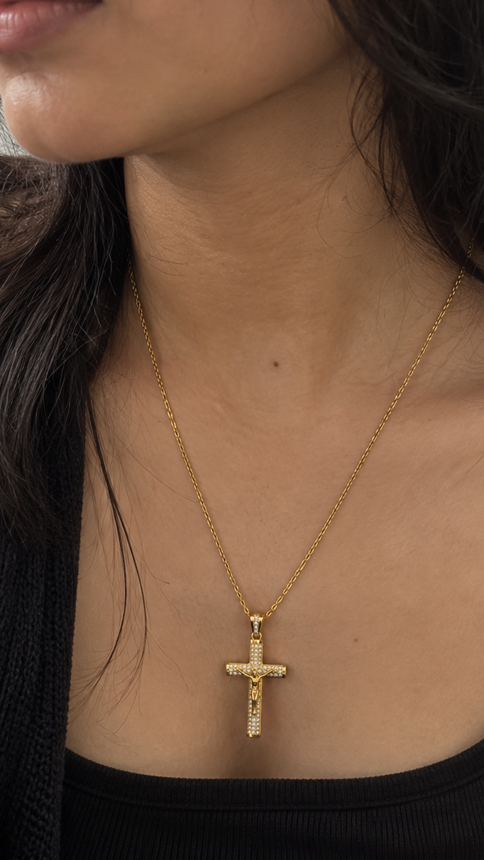 Grace Studded Cross Necklace