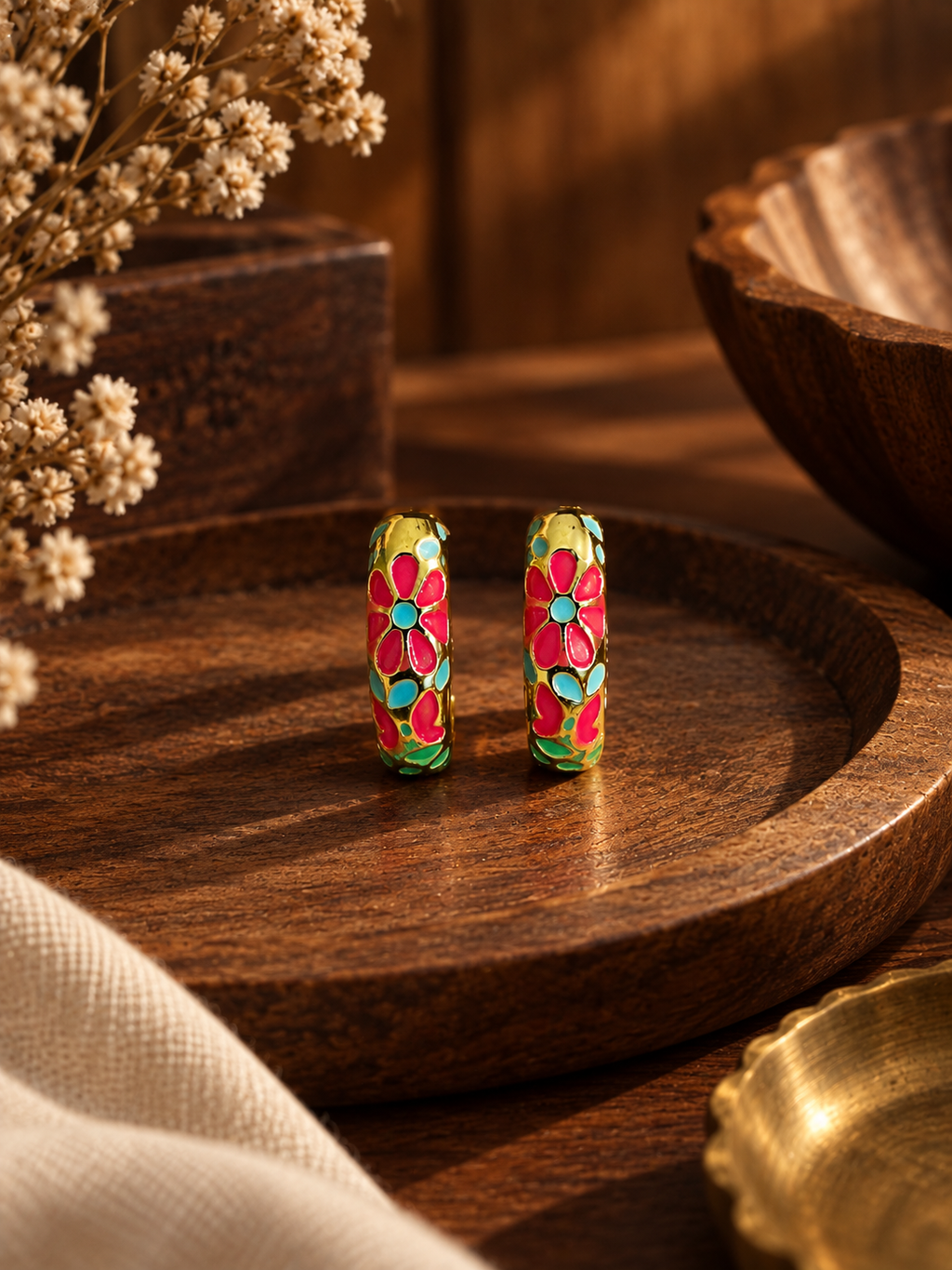 Gulabi Bloom Huggie Hoops
