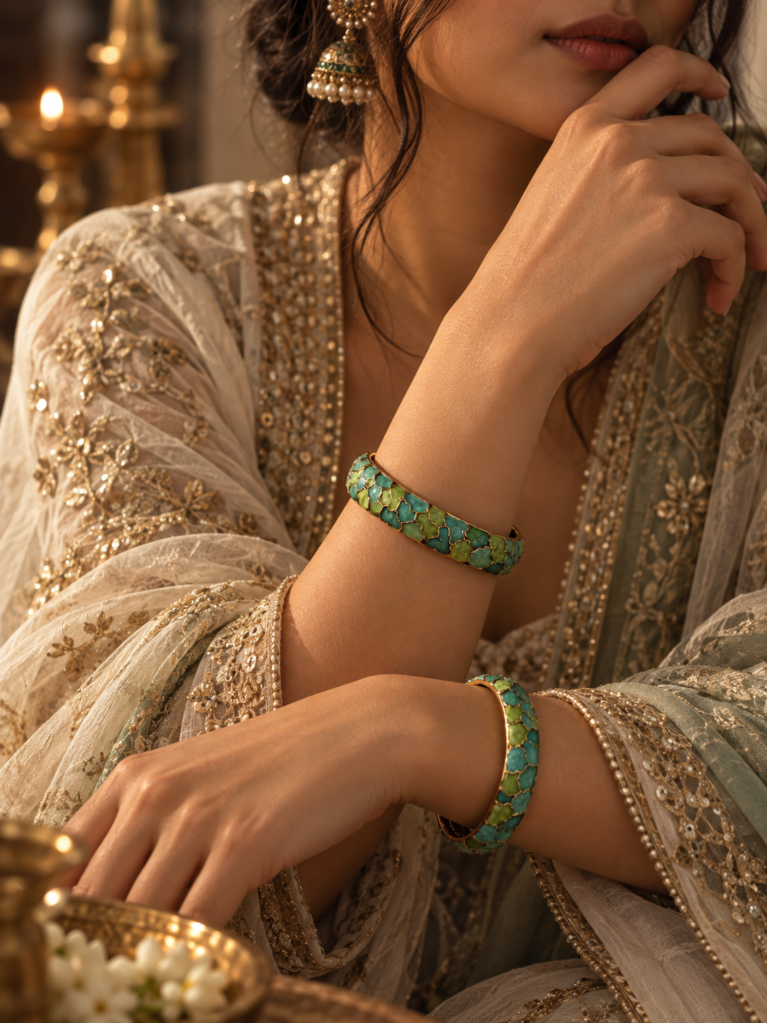 Jade Mosaic Bangle Duo