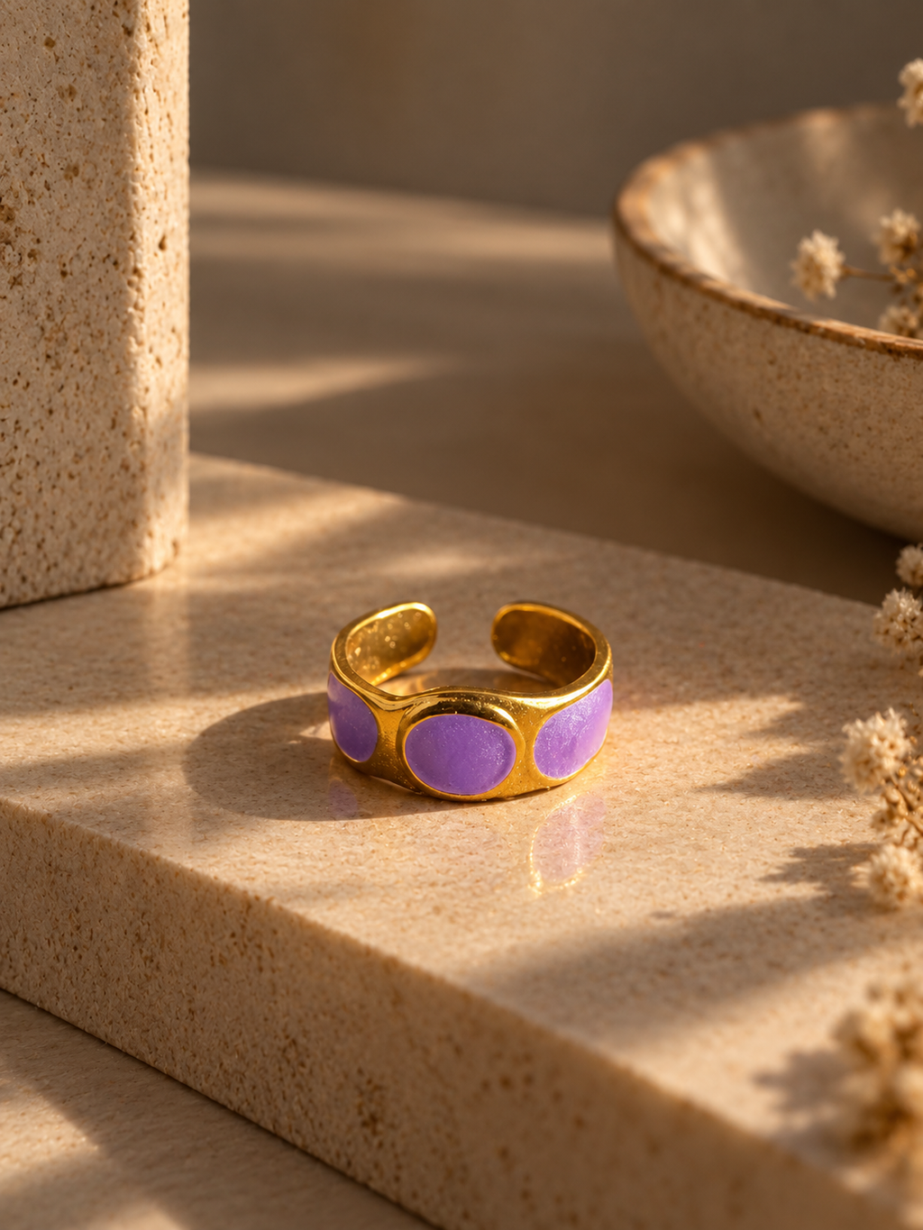 Lavender Pebble Enamel Ring