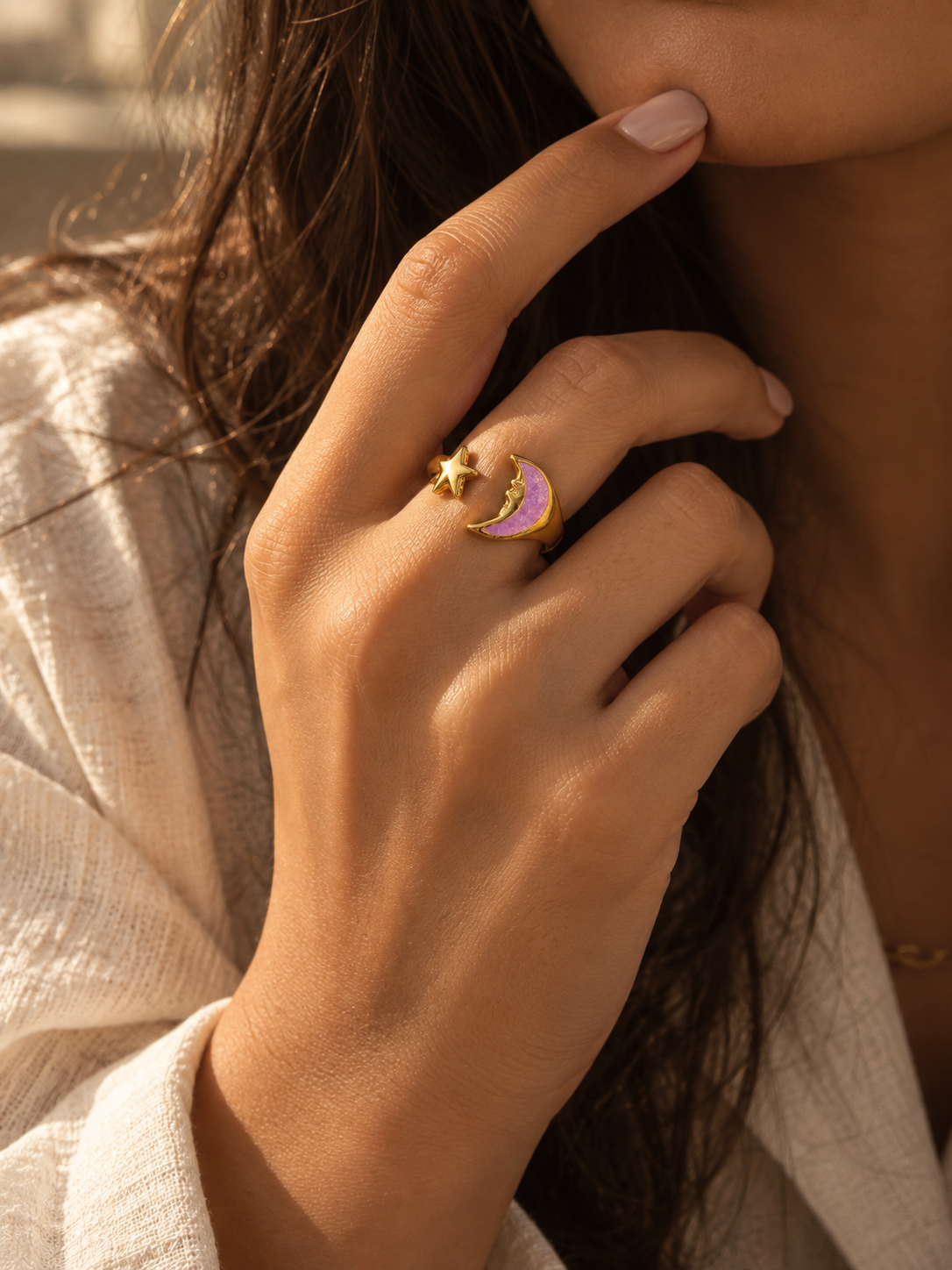 Luna Star Enamel Ring in Lavender