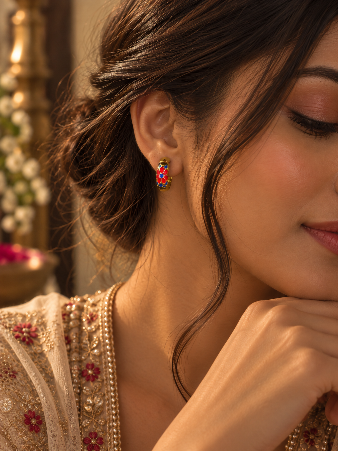 Rang Phool Hoop Earrings