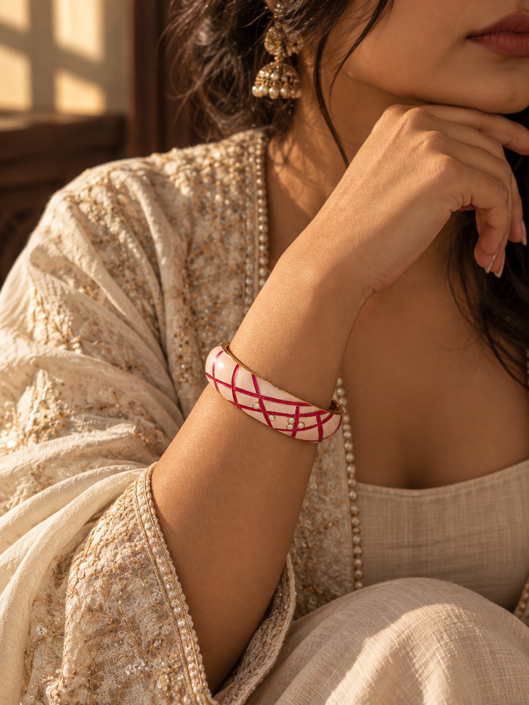 Rosé Lattice Enamel Bangle
