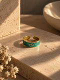Teal Tide Enamel Band Ring