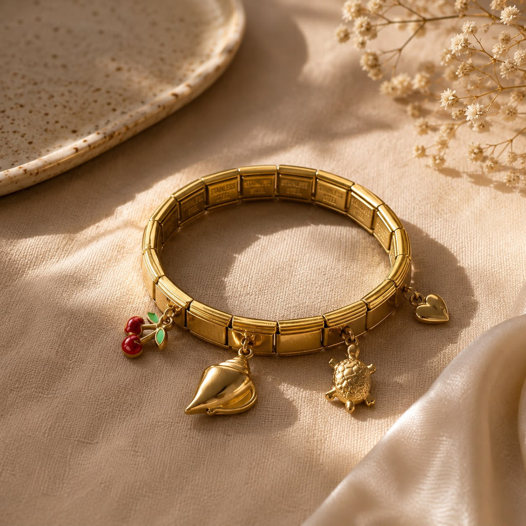 Riviera Italian Charm Bracelet – Waterproof 18K Gold | LEVAIRA