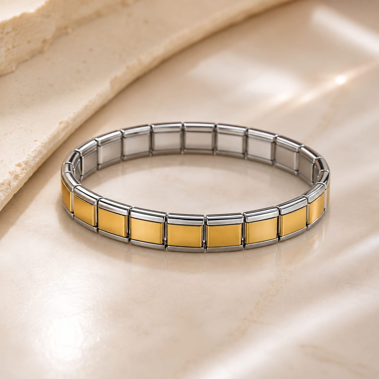 DUAL Italian GOLD & SILVER charm link bracelet